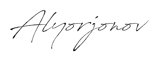 Looking for an artistic signature for Alyorjonov? The Antro_Vectra calligraphy style gives a sophisticated flow suitable for business cards and emails. Alyorjonov signature style 6 images and pictures png