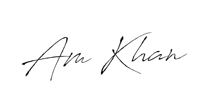 The best way (Antro_Vectra) to make a short signature is to pick only two or three words in your name. The name Am Khan include a total of six letters. For converting this name. Am Khan signature style 6 images and pictures png