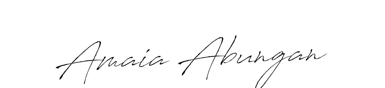 How to make Amaia Abungan name signature. Use Antro_Vectra style for creating short signs online. This is the latest handwritten sign. Amaia Abungan signature style 6 images and pictures png