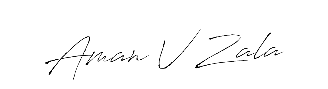 Make a beautiful signature design for name Aman V Zala. With this signature (Antro_Vectra) style, you can create a handwritten signature for free. Aman V Zala signature style 6 images and pictures png