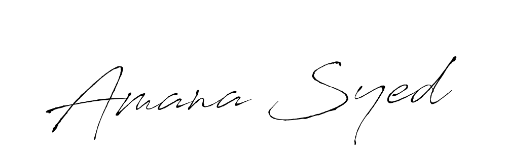 Make a beautiful signature design for name Amana Syed. With this signature (Antro_Vectra) style, you can create a handwritten signature for free. Amana Syed signature style 6 images and pictures png