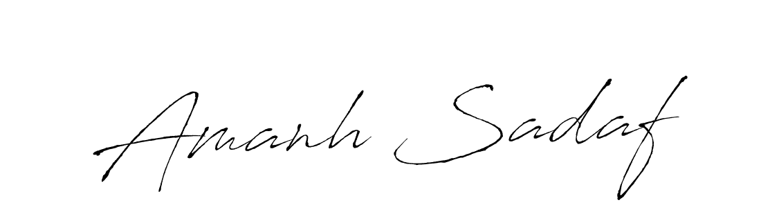 How to make Amanh Sadaf name signature. Use Antro_Vectra style for creating short signs online. This is the latest handwritten sign. Amanh Sadaf signature style 6 images and pictures png