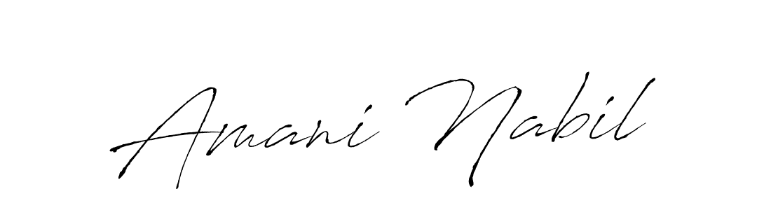 How to make Amani Nabil name signature. Use Antro_Vectra style for creating short signs online. This is the latest handwritten sign. Amani Nabil signature style 6 images and pictures png