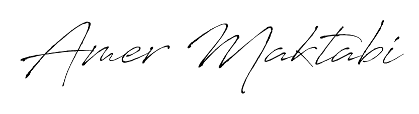 The Antro_Vectra handwriting style adds charm and authenticity to name Amer Maktabi. A wonderful choice for personal thank-you notes. Amer Maktabi signature style 6 images and pictures png