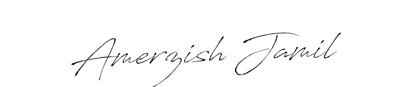How to make Amerzish Jamil name signature. Use Antro_Vectra style for creating short signs online. This is the latest handwritten sign. Amerzish Jamil signature style 6 images and pictures png