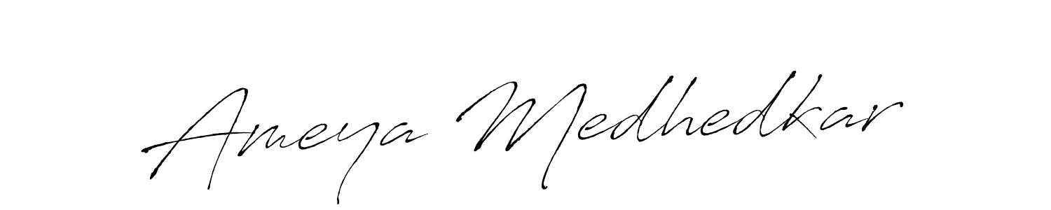 The best way (Antro_Vectra) to make a short signature is to pick only two or three words in your name. The name Ameya Medhedkar include a total of six letters. For converting this name. Ameya Medhedkar signature style 6 images and pictures png