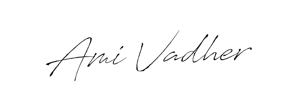 Create a beautiful signature design for name Ami Vadher. With this signature (Antro_Vectra) fonts, you can make a handwritten signature for free. Ami Vadher signature style 6 images and pictures png