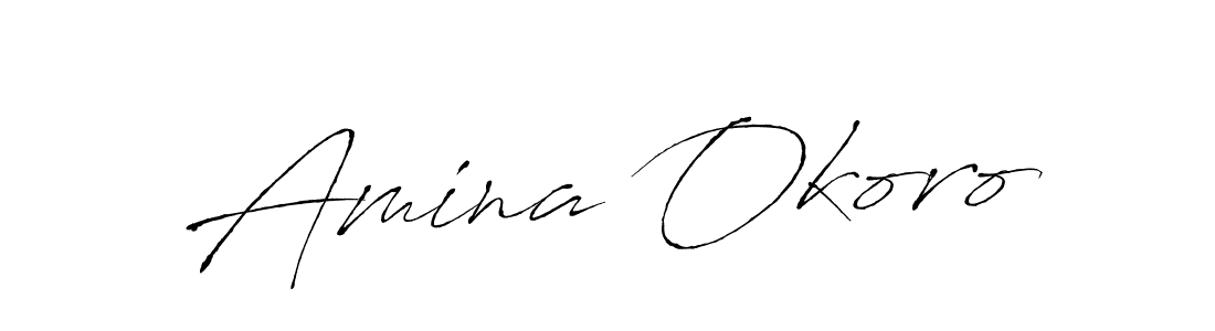 How to make Amina Okoro name signature. Use Antro_Vectra style for creating short signs online. This is the latest handwritten sign. Amina Okoro signature style 6 images and pictures png