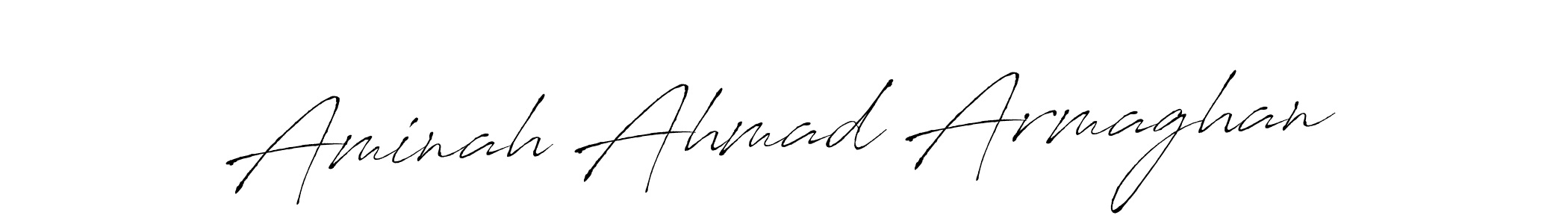 How to make Aminah Ahmad Armaghan name signature. Use Antro_Vectra style for creating short signs online. This is the latest handwritten sign. Aminah Ahmad Armaghan signature style 6 images and pictures png