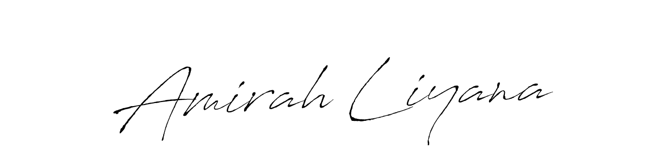 How to make Amirah Liyana name signature. Use Antro_Vectra style for creating short signs online. This is the latest handwritten sign. Amirah Liyana signature style 6 images and pictures png