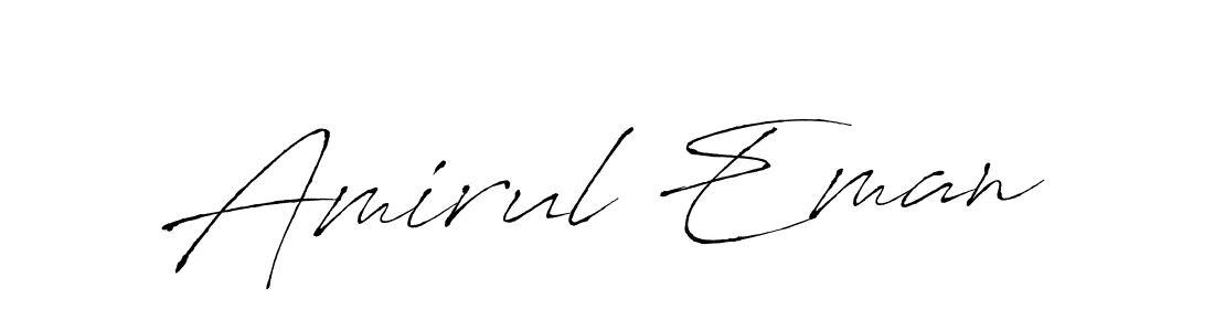 Make a beautiful signature design for name Amirul Eman. With this signature (Antro_Vectra) style, you can create a handwritten signature for free. Amirul Eman signature style 6 images and pictures png