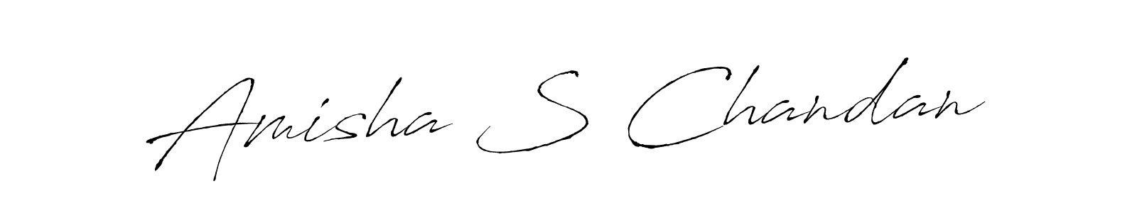 How to make Amisha S Chandan name signature. Use Antro_Vectra style for creating short signs online. This is the latest handwritten sign. Amisha S Chandan signature style 6 images and pictures png