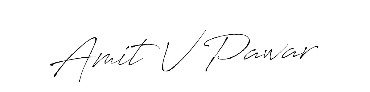 How to make Amit V Pawar name signature. Use Antro_Vectra style for creating short signs online. This is the latest handwritten sign. Amit V Pawar signature style 6 images and pictures png