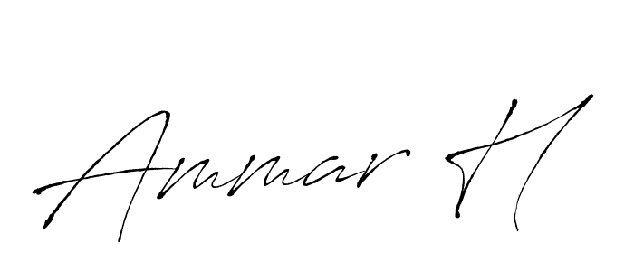 Design your own signature with our free online signature maker. With this signature software, you can create a handwritten (Antro_Vectra) signature for name Ammar H. Ammar H signature style 6 images and pictures png