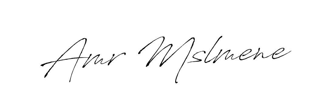 How to make Amr Mslmene name signature. Use Antro_Vectra style for creating short signs online. This is the latest handwritten sign. Amr Mslmene signature style 6 images and pictures png