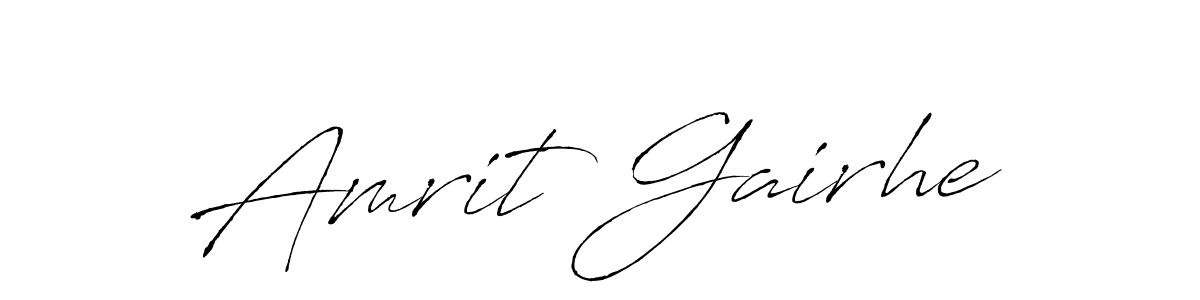 How to make Amrit Gairhe name signature. Use Antro_Vectra style for creating short signs online. This is the latest handwritten sign. Amrit Gairhe signature style 6 images and pictures png