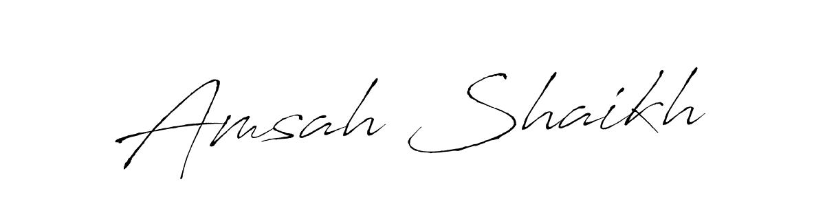 The best way (Antro_Vectra) to make a short signature is to pick only two or three words in your name. The name Amsah Shaikh include a total of six letters. For converting this name. Amsah Shaikh signature style 6 images and pictures png