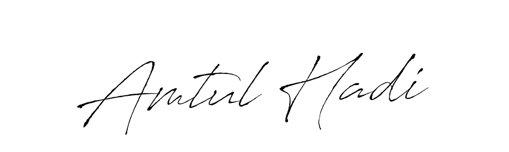 The best way (Antro_Vectra) to make a short signature is to pick only two or three words in your name. The name Amtul Hadi include a total of six letters. For converting this name. Amtul Hadi signature style 6 images and pictures png
