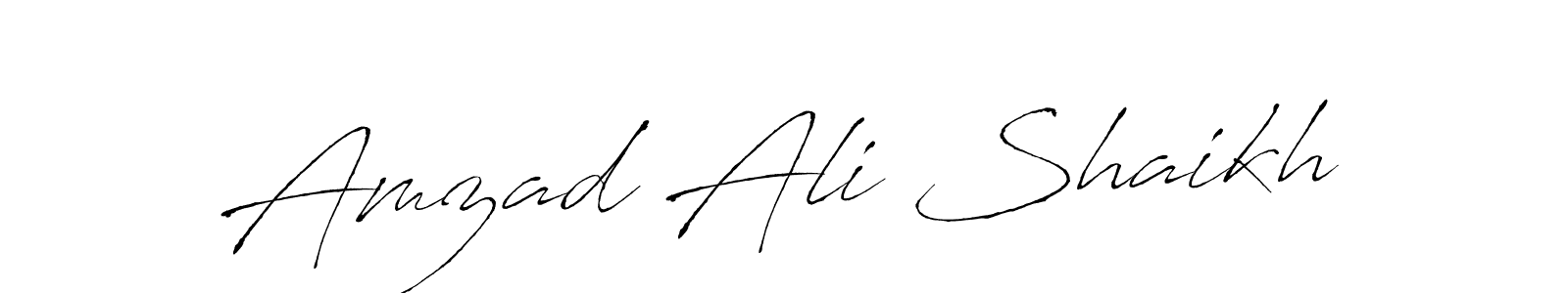 Make a beautiful signature design for name Amzad Ali Shaikh. With this signature (Antro_Vectra) style, you can create a handwritten signature for free. Amzad Ali Shaikh signature style 6 images and pictures png