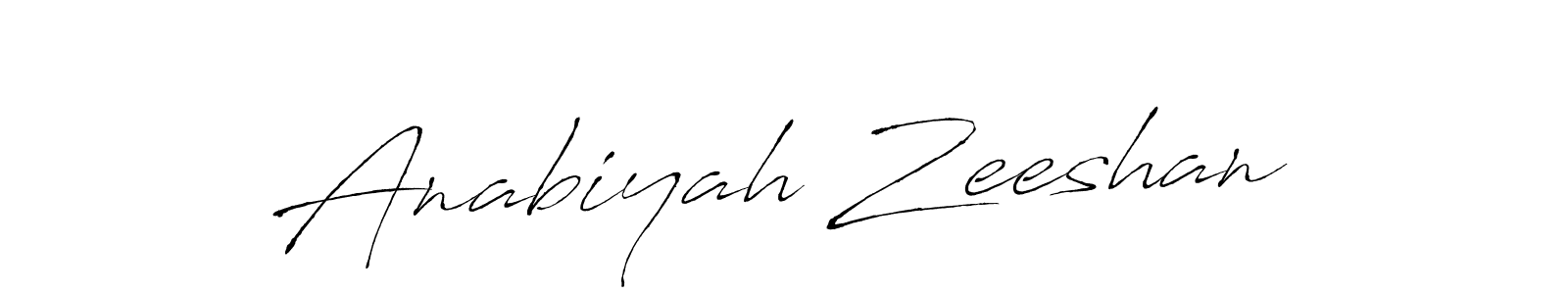 The best way (Antro_Vectra) to make a short signature is to pick only two or three words in your name. The name Anabiyah Zeeshan include a total of six letters. For converting this name. Anabiyah Zeeshan signature style 6 images and pictures png