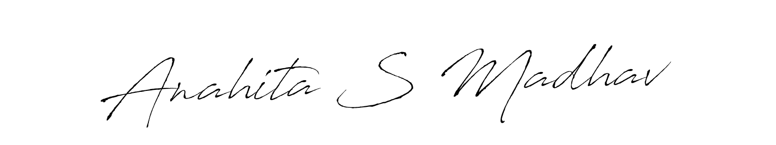 This is the best signature style for the Anahita S Madhav name. Also you like these signature font (Antro_Vectra). Mix name signature. Anahita S Madhav signature style 6 images and pictures png