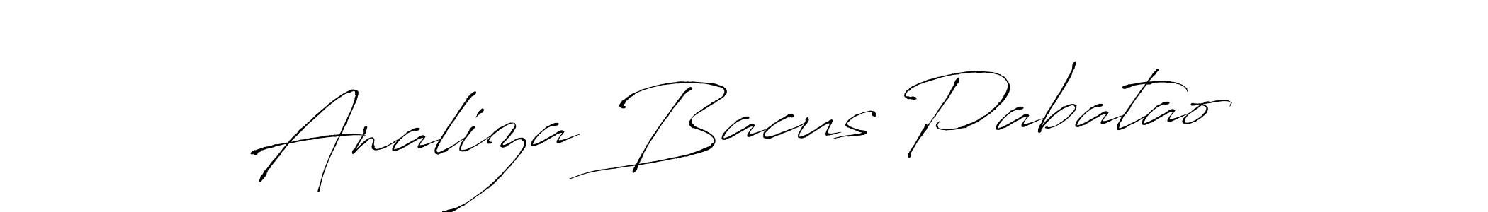 Create a beautiful signature design for name Analiza Bacus Pabatao. With this signature (Antro_Vectra) fonts, you can make a handwritten signature for free. Analiza Bacus Pabatao signature style 6 images and pictures png