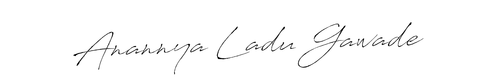 How to make Anannya Ladu Gawade name signature. Use Antro_Vectra style for creating short signs online. This is the latest handwritten sign. Anannya Ladu Gawade signature style 6 images and pictures png