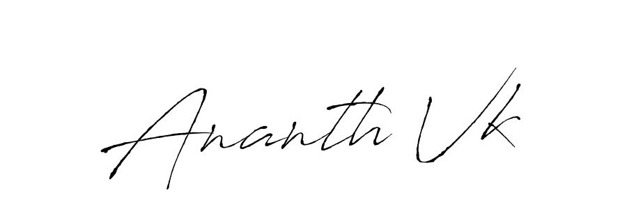 How to make Ananth Vk name signature. Use Antro_Vectra style for creating short signs online. This is the latest handwritten sign. Ananth Vk signature style 6 images and pictures png