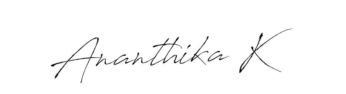 This is the best signature style for the Ananthika K name. Also you like these signature font (Antro_Vectra). Mix name signature. Ananthika K signature style 6 images and pictures png