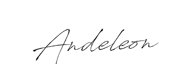 Use a signature maker to create a handwritten signature online. With this signature software, you can design (Antro_Vectra) your own signature for name Andeleon. Andeleon signature style 6 images and pictures png