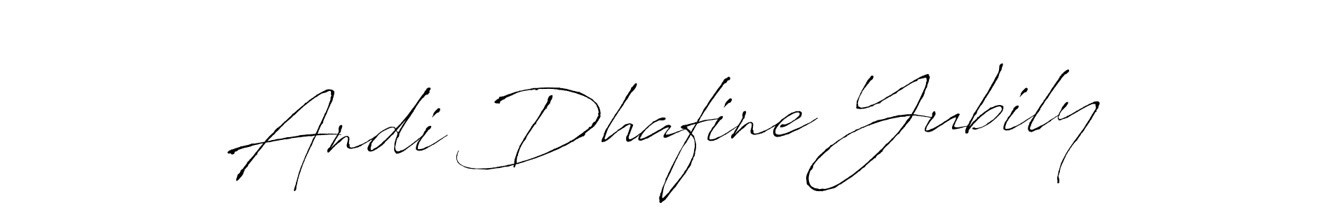 The best way (Antro_Vectra) to make a short signature is to pick only two or three words in your name. The name Andi Dhafine Yubily include a total of six letters. For converting this name. Andi Dhafine Yubily signature style 6 images and pictures png