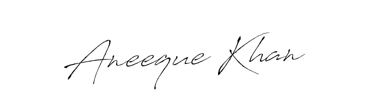 The best way (Antro_Vectra) to make a short signature is to pick only two or three words in your name. The name Aneeque Khan include a total of six letters. For converting this name. Aneeque Khan signature style 6 images and pictures png