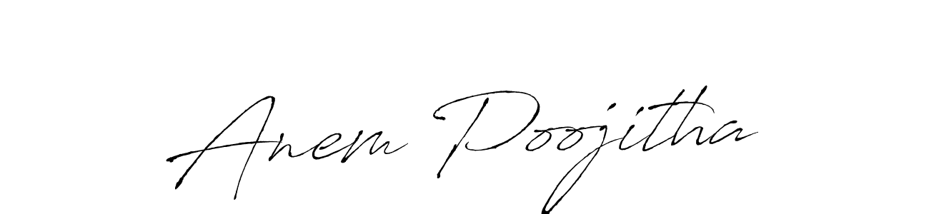 The best way (Antro_Vectra) to make a short signature is to pick only two or three words in your name. The name Anem Poojitha include a total of six letters. For converting this name. Anem Poojitha signature style 6 images and pictures png