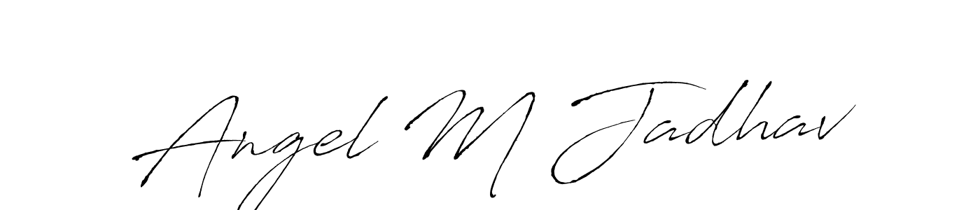 How to make Angel M Jadhav name signature. Use Antro_Vectra style for creating short signs online. This is the latest handwritten sign. Angel M Jadhav signature style 6 images and pictures png