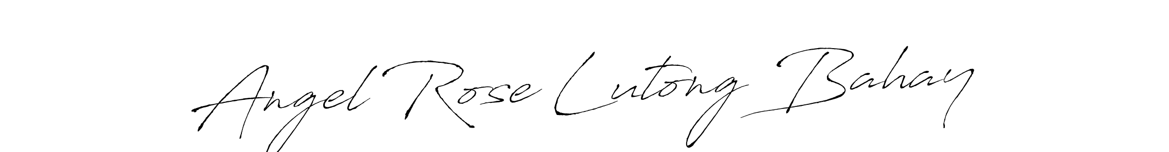 How to make Angel Rose Lutong Bahay name signature. Use Antro_Vectra style for creating short signs online. This is the latest handwritten sign. Angel Rose Lutong Bahay signature style 6 images and pictures png