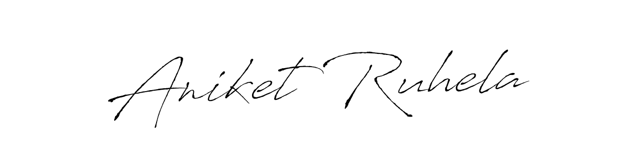 How to make Aniket Ruhela name signature. Use Antro_Vectra style for creating short signs online. This is the latest handwritten sign. Aniket Ruhela signature style 6 images and pictures png