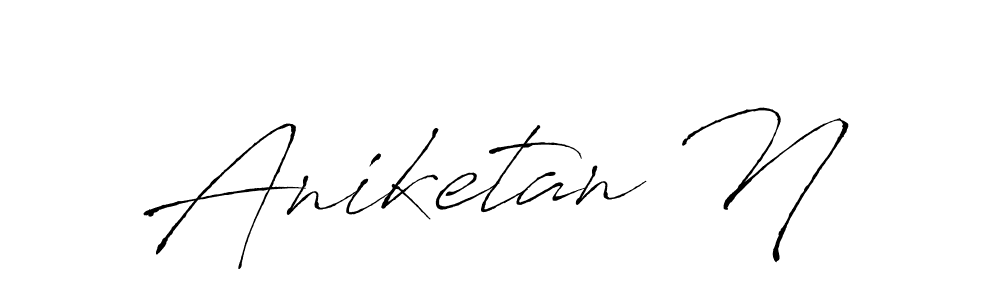How to make Aniketan N name signature. Use Antro_Vectra style for creating short signs online. This is the latest handwritten sign. Aniketan N signature style 6 images and pictures png