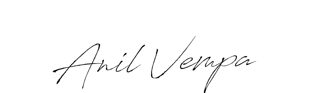 The best way (Antro_Vectra) to make a short signature is to pick only two or three words in your name. The name Anil Vempa include a total of six letters. For converting this name. Anil Vempa signature style 6 images and pictures png