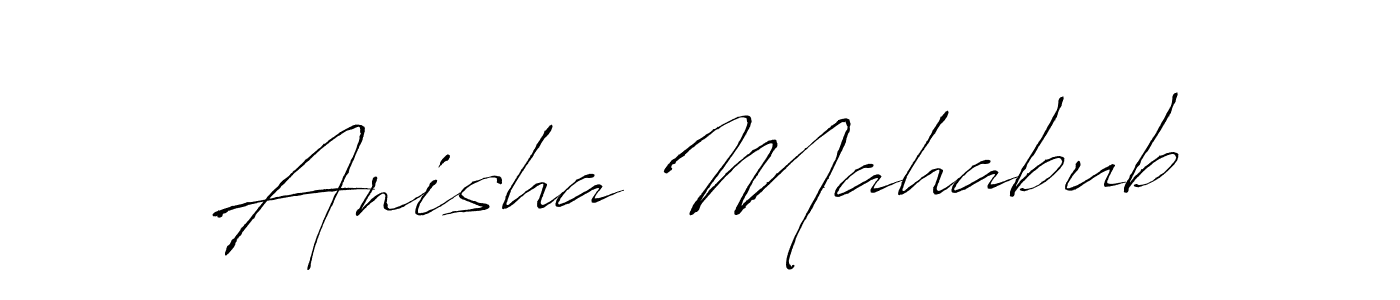 The best way (Antro_Vectra) to make a short signature is to pick only two or three words in your name. The name Anisha Mahabub include a total of six letters. For converting this name. Anisha Mahabub signature style 6 images and pictures png