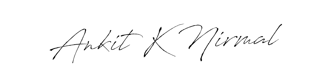 Similarly Antro_Vectra is the best handwritten signature design. Signature creator online .You can use it as an online autograph creator for name Ankit K Nirmal. Ankit K Nirmal signature style 6 images and pictures png