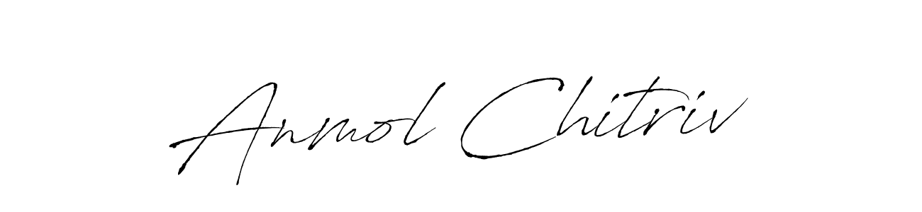 How to make Anmol Chitriv name signature. Use Antro_Vectra style for creating short signs online. This is the latest handwritten sign. Anmol Chitriv signature style 6 images and pictures png