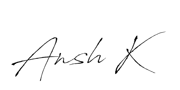 Antro_Vectra is a professional signature style that is perfect for those who want to add a touch of class to their signature. It is also a great choice for those who want to make their signature more unique. Get Ansh K name to fancy signature for free. Ansh K signature style 6 images and pictures png