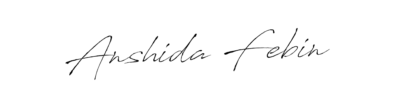The best way (Antro_Vectra) to make a short signature is to pick only two or three words in your name. The name Anshida Febin include a total of six letters. For converting this name. Anshida Febin signature style 6 images and pictures png