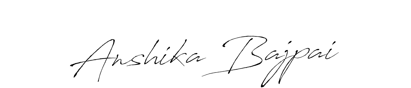 The best way (Antro_Vectra) to make a short signature is to pick only two or three words in your name. The name Anshika Bajpai include a total of six letters. For converting this name. Anshika Bajpai signature style 6 images and pictures png