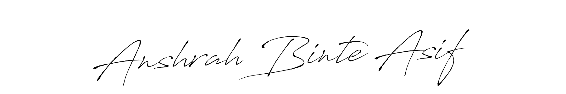 The best way (Antro_Vectra) to make a short signature is to pick only two or three words in your name. The name Anshrah Binte Asif include a total of six letters. For converting this name. Anshrah Binte Asif signature style 6 images and pictures png