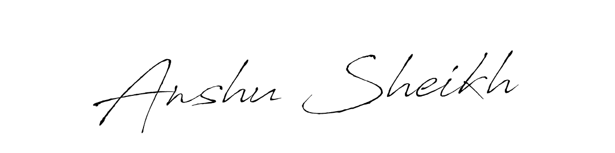 if you are searching for the best signature style for your name Anshu Sheikh. so please give up your signature search. here we have designed multiple signature styles  using Antro_Vectra. Anshu Sheikh signature style 6 images and pictures png