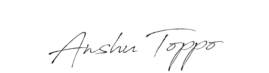 You can use this online signature creator to create a handwritten signature for the name Anshu Toppo. This is the best online autograph maker. Anshu Toppo signature style 6 images and pictures png