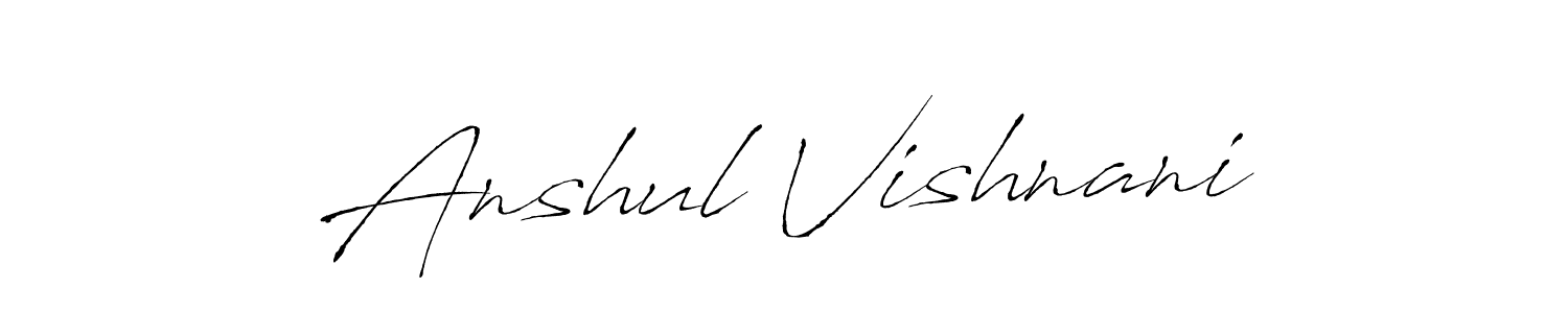 The best way (Antro_Vectra) to make a short signature is to pick only two or three words in your name. The name Anshul Vishnani include a total of six letters. For converting this name. Anshul Vishnani signature style 6 images and pictures png