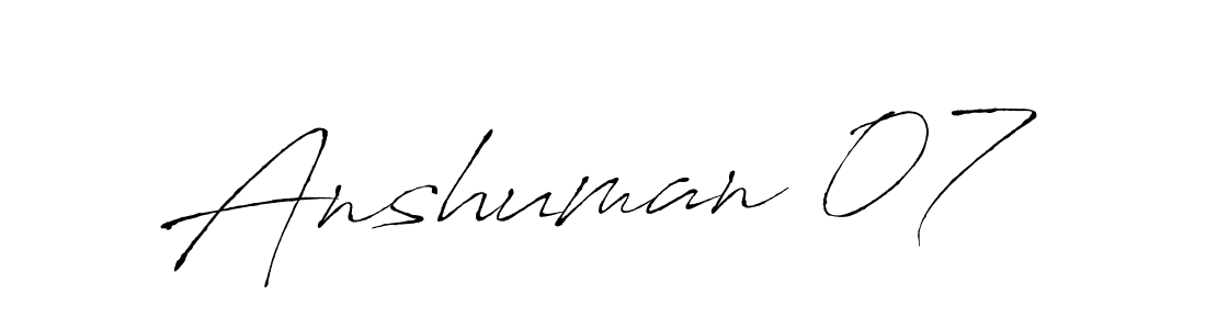 The best way (Antro_Vectra) to make a short signature is to pick only two or three words in your name. The name Anshuman 07 include a total of six letters. For converting this name. Anshuman 07 signature style 6 images and pictures png