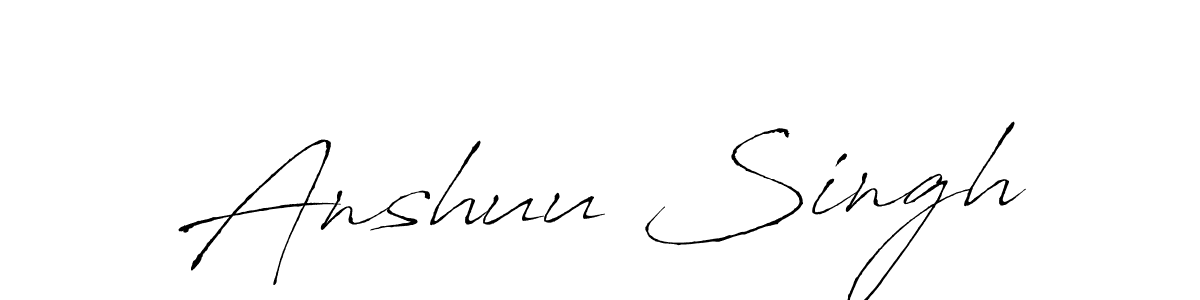 Make a beautiful signature design for name Anshuu Singh. With this signature (Antro_Vectra) style, you can create a handwritten signature for free. Anshuu Singh signature style 6 images and pictures png